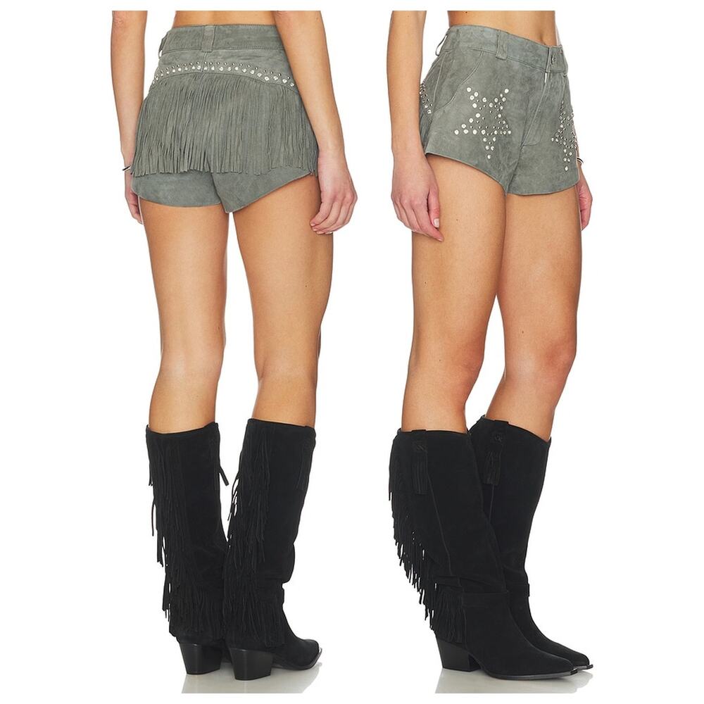 Understated Leather Starburst Shorts Suede Studded Western Festival Boho M